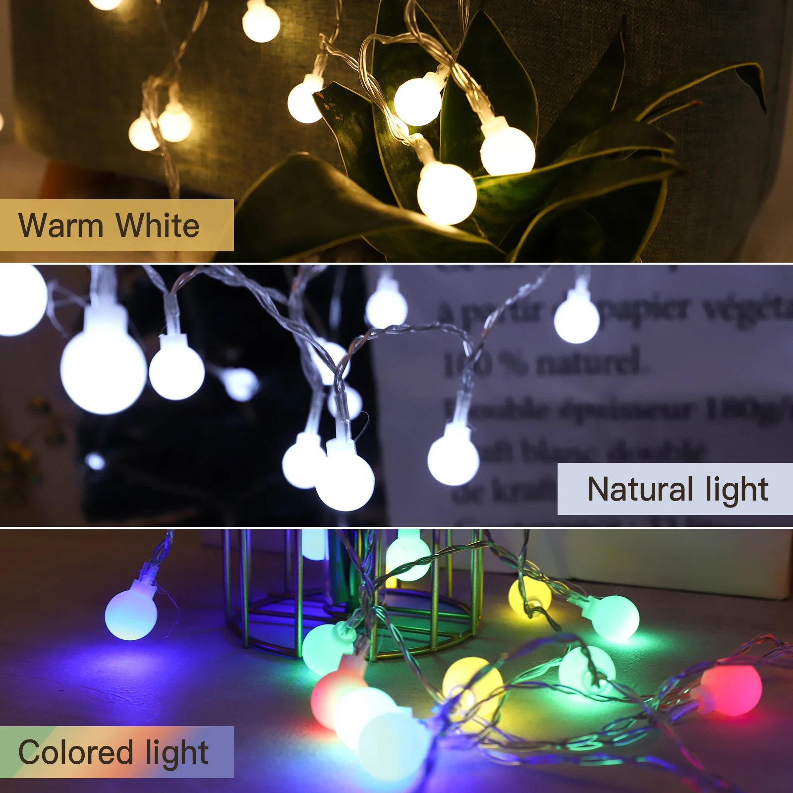 

Christmas Lights 1.5M 3M 6M Balls LED Fairy Lights String Lights Battery USB Christmas Decorations for Home New Year's Decor