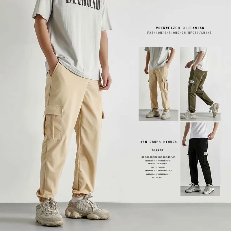

High quality Men's Cargo Pants Fashion Kpop Style Streetwear Male Trousers Casual Hip Hop Jogger Sweatpants Harem Pant Men Pants