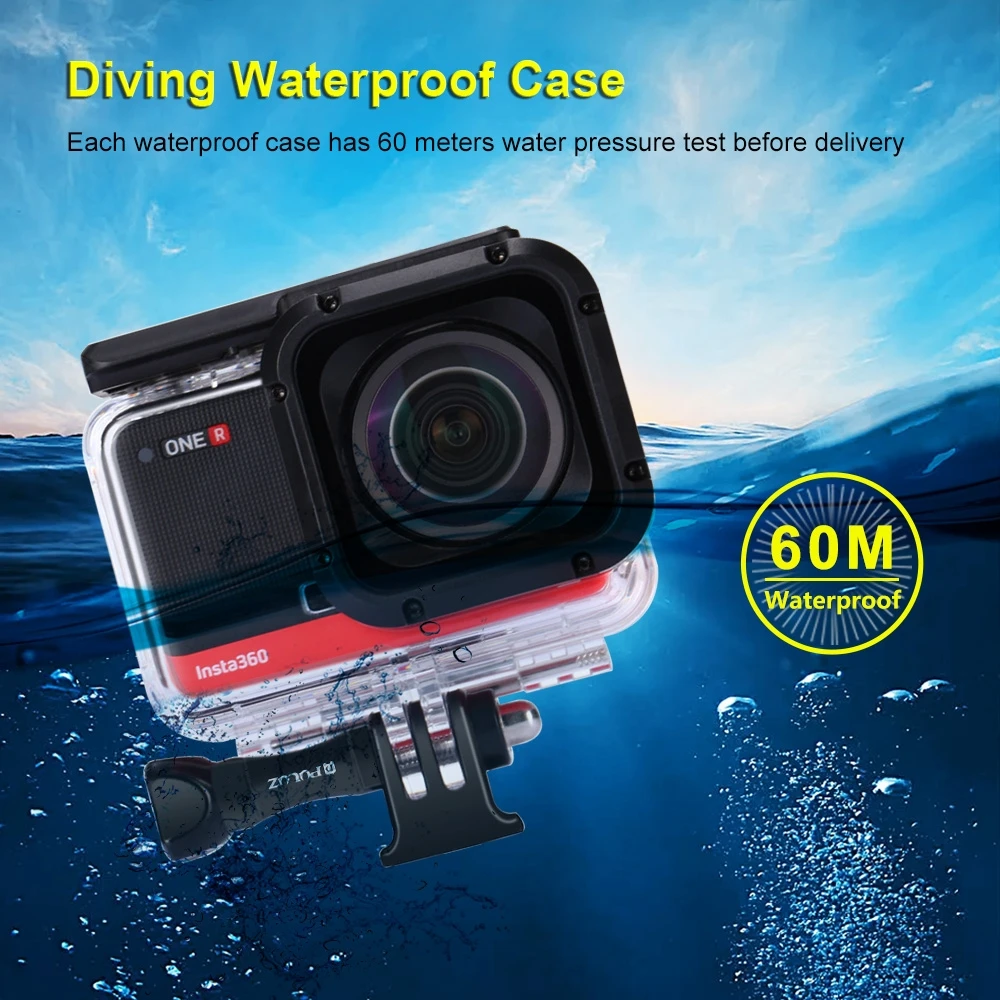 

PULUZ 60m bajo el agua carcasa para buceo a gran profundidad, a prueba de agua cmara de vivienda para Insta360 una R Panorama Cm