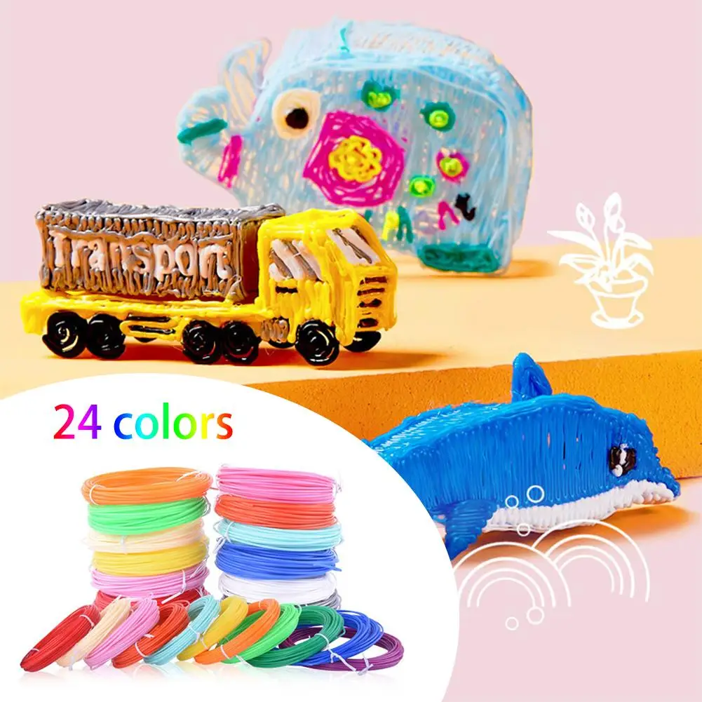 Ручка нить для 3D принтера 24 цвета Нетоксичная и Экологически чистая креативный