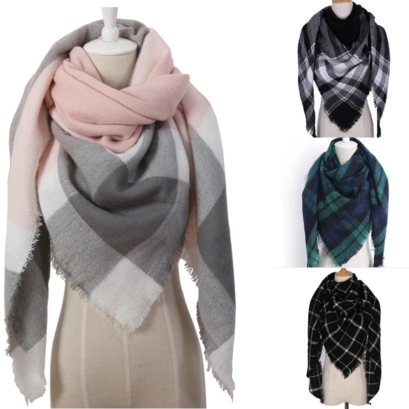 2019 зимний женский шарф клетчатый теплый кашемировый шали Женский дизайнерский