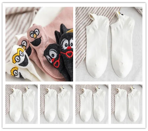 2 Женские носки, 5 пар, женские хлопковые носки с вышивкой Kawaii, короткие носки, женские носки-башмачки, женские повседневные носки - Цвет: 2