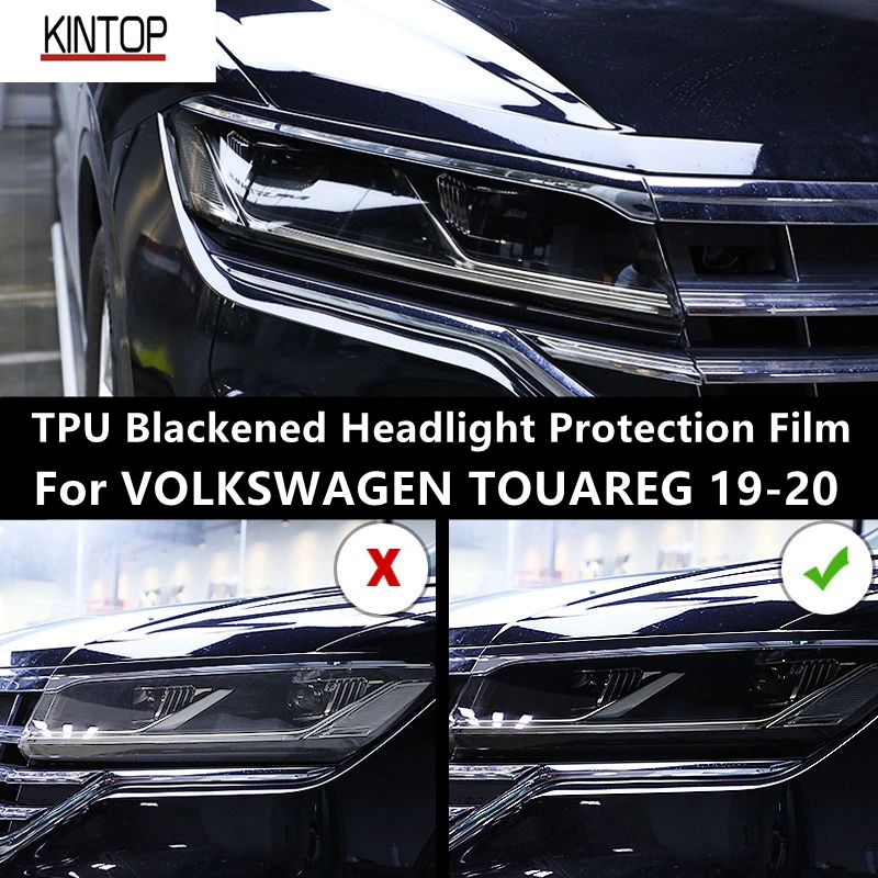 For VOLKSWAGEN TOUAREG 19-20 TPU Blackened Headlight Protective Film, Headlight Protection,Film Modification