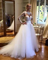 long sleeve vestido de noiva lace appliques illusion backless bridal gown with detachable train 2018 mother of the bride dresses