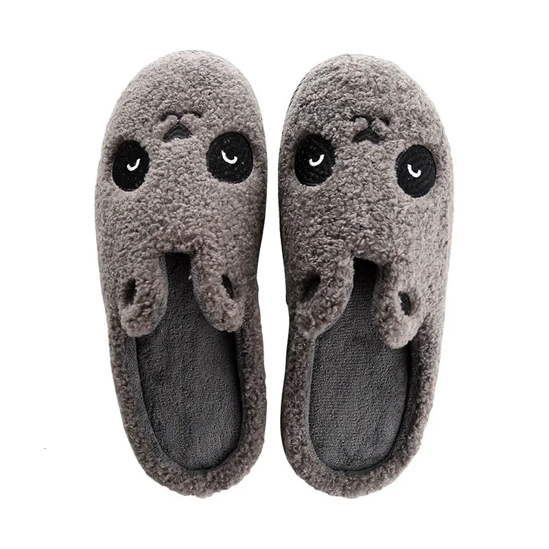 Bear dark gray Теплые кроссовки, красивая зимняя обувь с лисой и товары для дома с единорогом, женская спортивная обувь с противоскользящей памятью в домашних условиях - Цвет: Bear dark gray