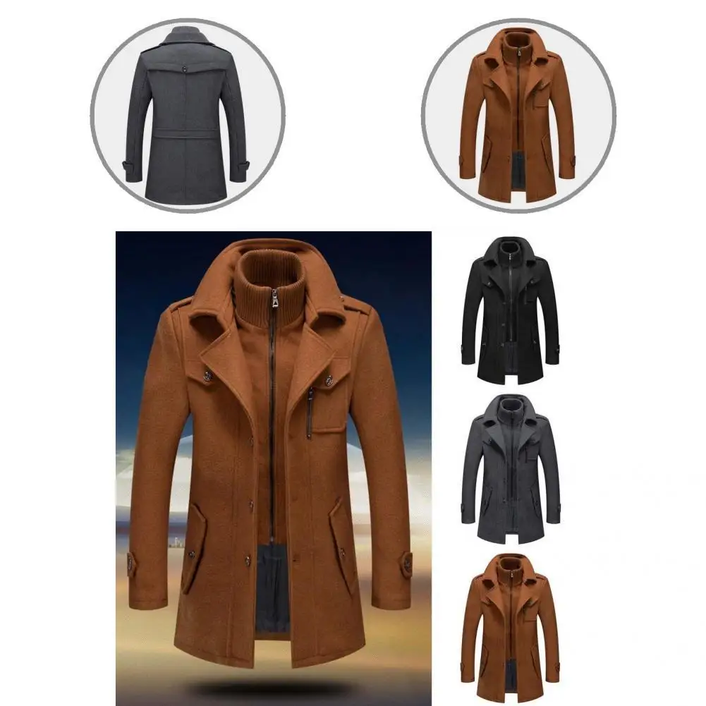 

Men Jacket Casual Pure Color Buttons Coat Turndown Collar Long Sleeve Jacket