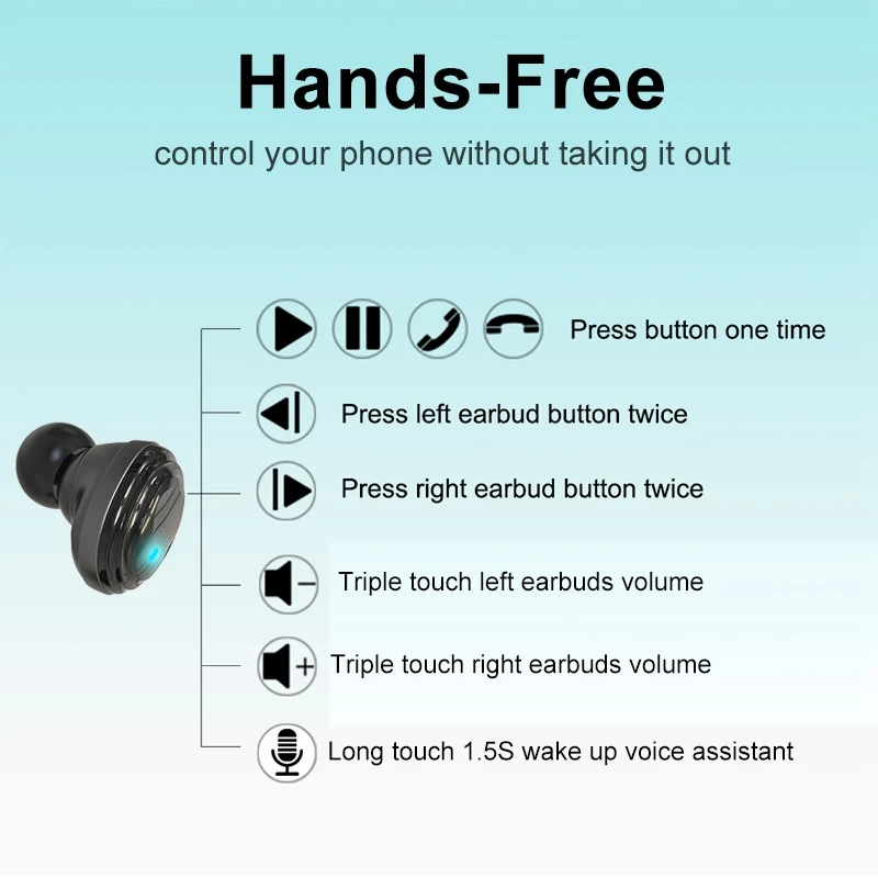 Беспроводные наушники Bluetooth V5.0, TWS, беспроводные Bluetooth наушники, светодиодный дисплей, 2000 мА/ч, внешний аккумулятор, гарнитура с микрофоном для телефона