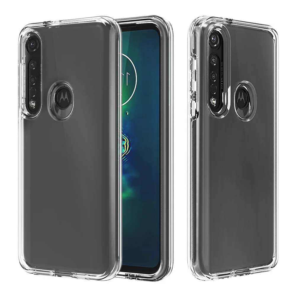 Прозрачный бронированный чехол на Motorola Moto One Zoom Pro Macro X5 E5 G6 Play G8 Plus Двухслойный