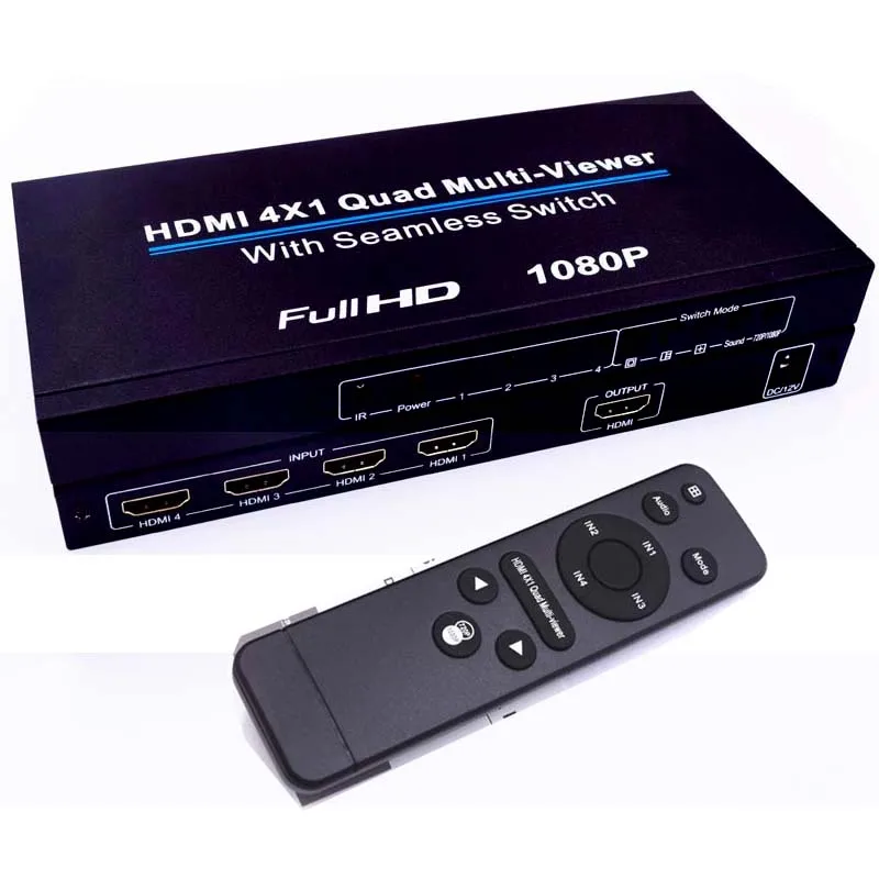 Мультимедийный Переключатель HDMI Quad 1080p сплиттер бесшовное ИК-управление 3D