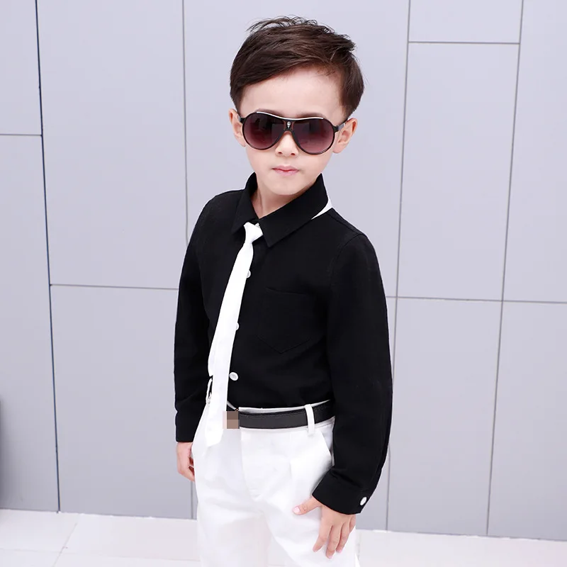 Рубашка для мальчиков с длинным рукавом белая свадебная одежда брендовые