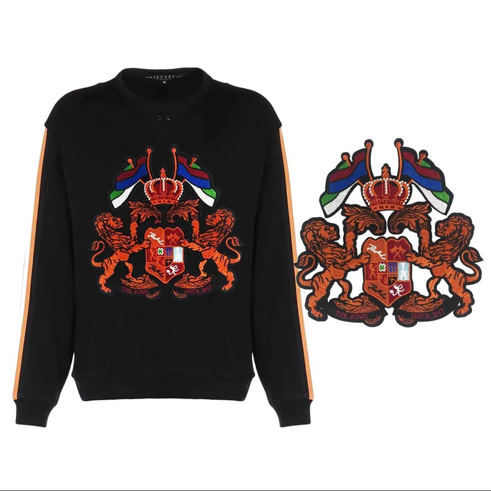 

Dominant Crown Lion Embroidery Applique Iron On Patches Adorn the Back of Clothes for Clothing DIY Craft Sewing Accessories