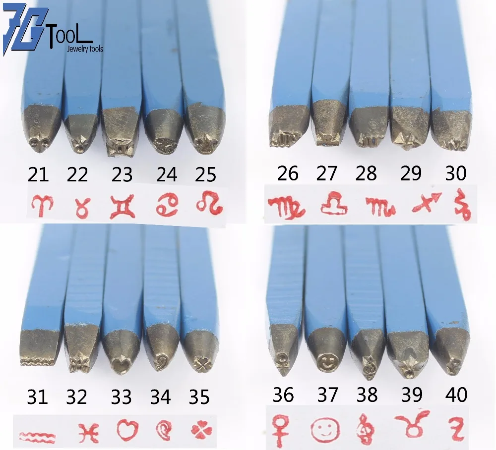 

12 constellations 20PCS 45 Steel Design Stamp Punch Tool for Beading & Jewelry Making Metal Design Stamps Mixed Set Good Quality