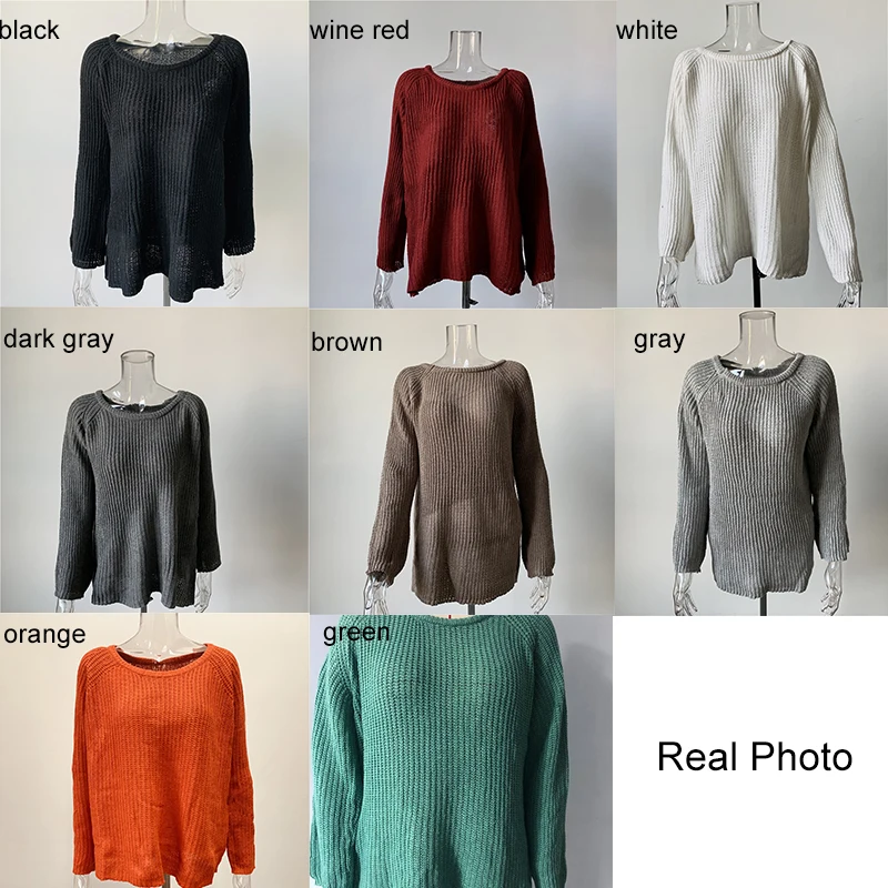 Women's Sweater Pull Femme Winter Tops For Ladies Casual Solid Color O-Neck Sweaters Pullover Jumper Black Clothing Autumn 2019 | Женская