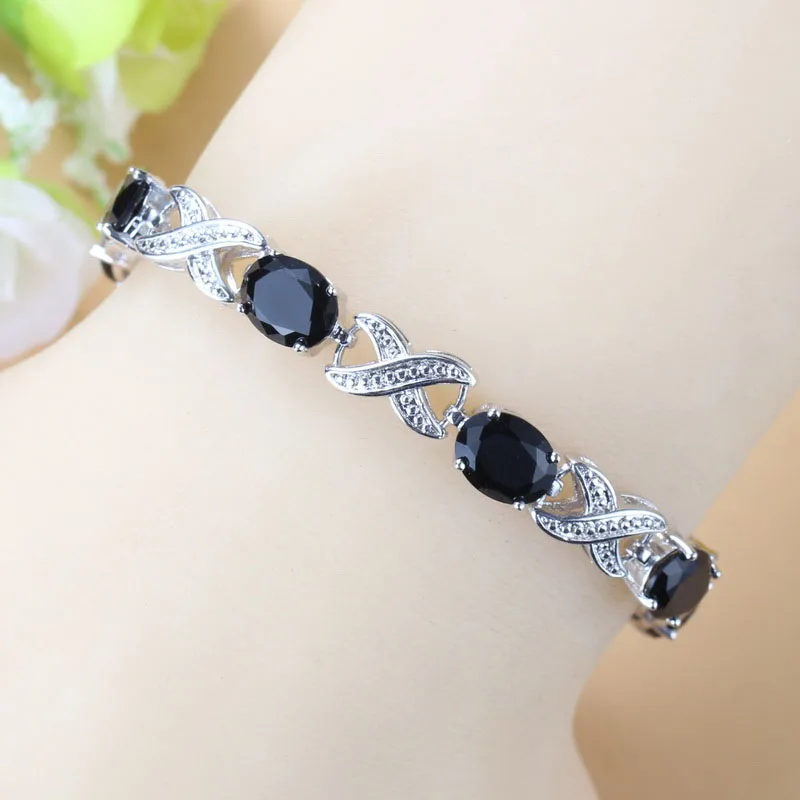 Женский браслет цепочка серебряного цвета с фианитами|Цепочки и браслеты| |