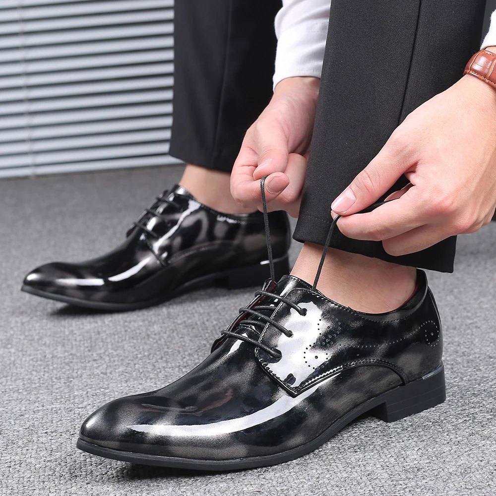 

2019 formal shoes men dress loafers patent leather italian shoes men wedding shoes men elegant classic party oxfords