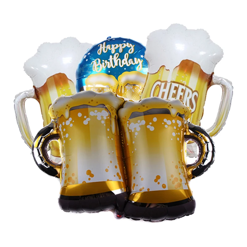 

Wine Glass Wine Bottle Aluminum Foil Balloon Beer Glass Happy Birthday Balloon Party Decorations Anniversaire Supplies Globos