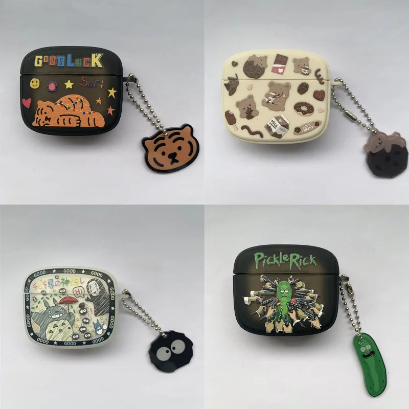 

Чехол для нового airpods 3 2021, Овальный чехол для наушников Apple Airpods 3 с милым рисунком Шиба-ину тигра, чехол для наушников с брелоком