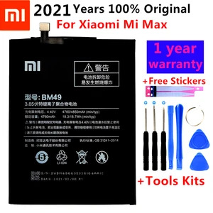 2021 xiao mi original phone battery bm49 for xiaomi mi max batteries 4760mah li polymer phone replacement batteriestool free global shipping