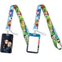 cb966 fire anime key lanyard car keychain id card passport gym cellphone badge kids key ring holder decorations accessories gift