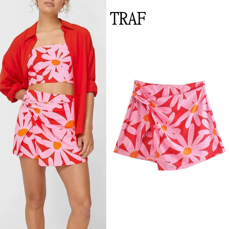 

Летняя женская мини-юбка с цветочным принтом и высокой талией, в Корейском стиле