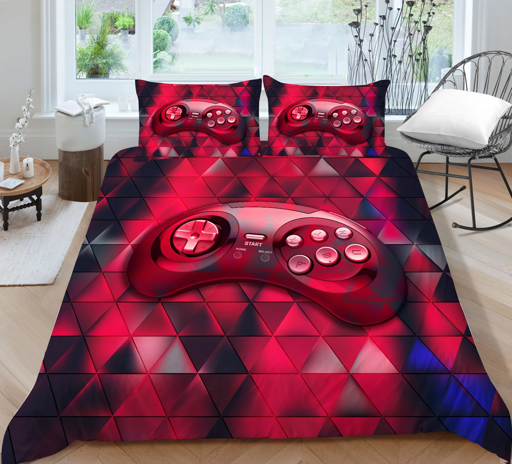 

3D Red Game Pad Bedding set Quilt cover with pillowcases Twin Full Queen King sizes 2/3 pieces Home Textiles