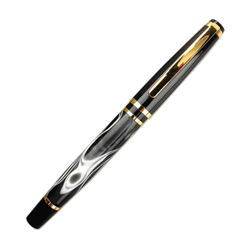

New Brand Ink Series Marble Celluloid Fountain Pen Beautiful White/ Black Line Pattern Ideal for Graduate/Business/Office