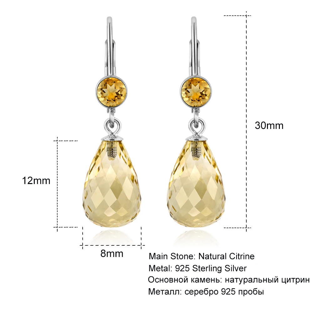 GemStoneKing 10,00 Ctw Бриолет цитрин Висячие серьги для женщин 925 пробы серебряные ювелирные изделия