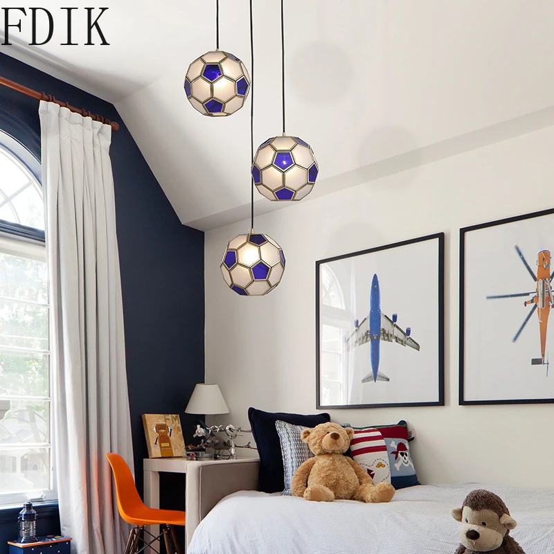 Креативные стеклянные подвесные светильники для футбола скандинавские