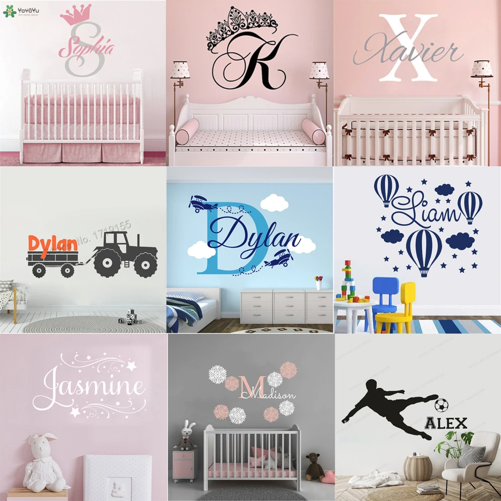 

Girls Custom Name Wall Sticker For Kids Boy Rooms Modern Design Nursery Decor Vinyl DIY Tractor Shooting Star Decal Mural HY9967