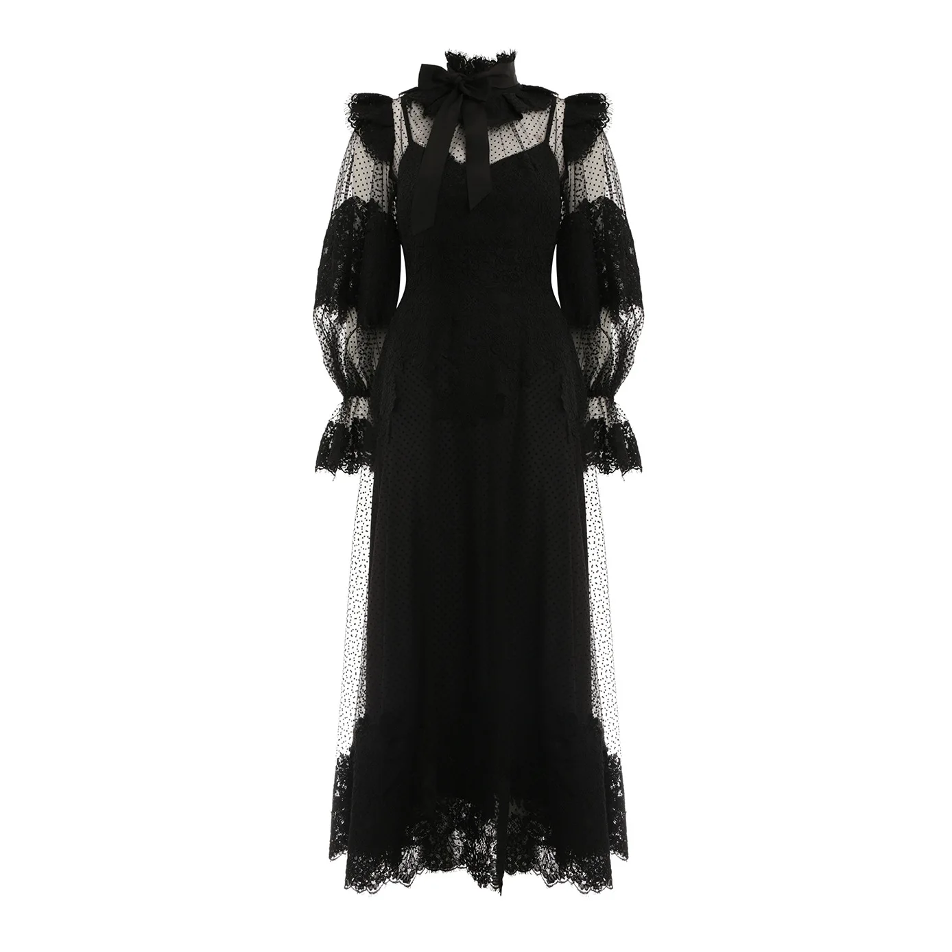 Getвесеннее женское платье с рукавами-фонариками и рюшами пэтчворк бантом