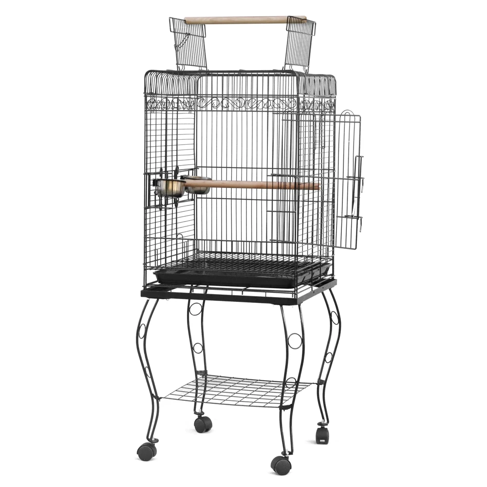 

57" Parrot Bird Canary Parakeet Cockatiel LoveBird Finch Bird Cage with Wood Perches 2 Station Rod&2 Stainless Steel Food Cups