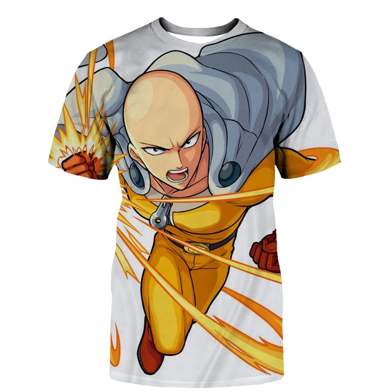 

2021 Summer One Punch Man Japanese Anime T-shirt Harajuku Fashion Camisas Hombre Short Sleeve 3D Printing Men's