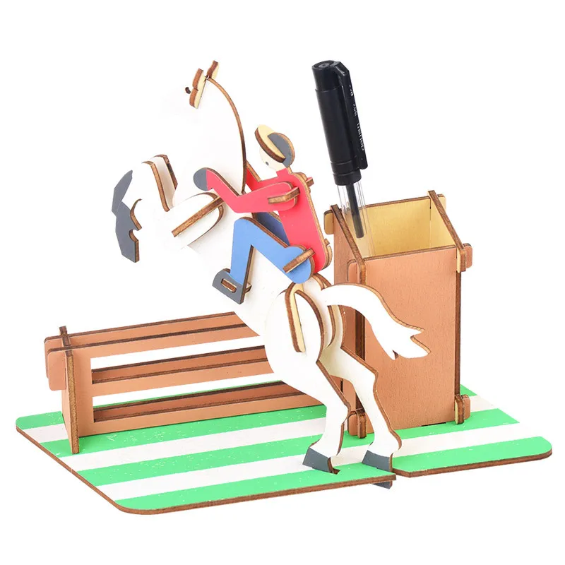 1 шт. модный креативный Деревянный Мини пазл держатель для ручек модель детей