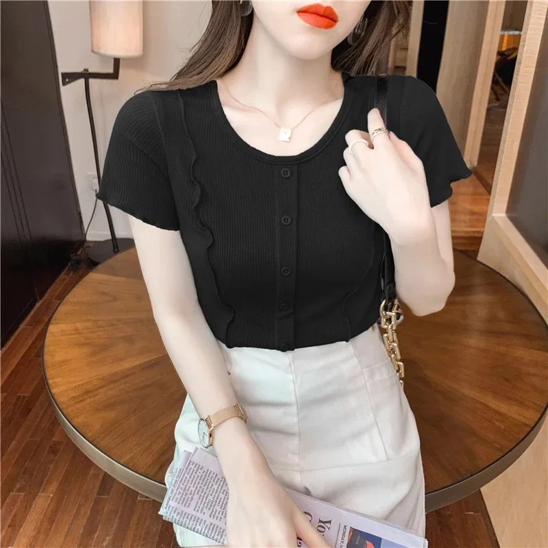 

2021 Summer beige Fashion T Shirt Women Woman Tshirt