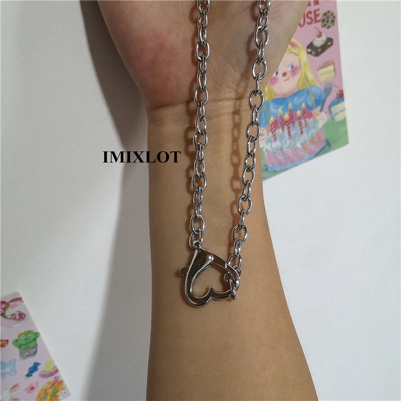 

Kpop Goth Punk Harajuku Heart Chain Choker Necklaces For Women Men Egirl Bff Collar Aesthetic Statement Halloween Jewellery Gift