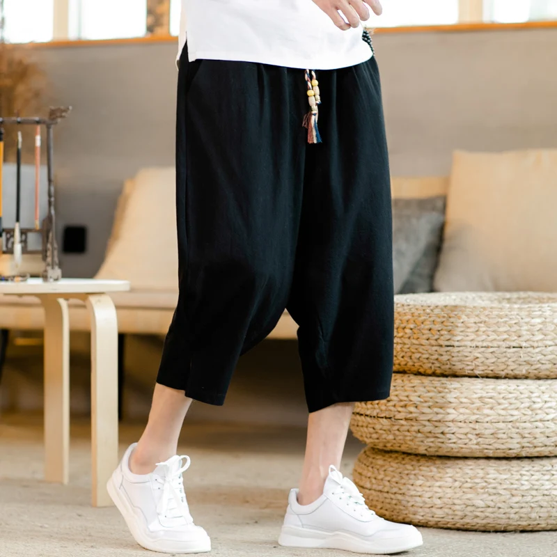 2019 Sinicism мужские льняные брюки Капри легкие тонкие повседневные