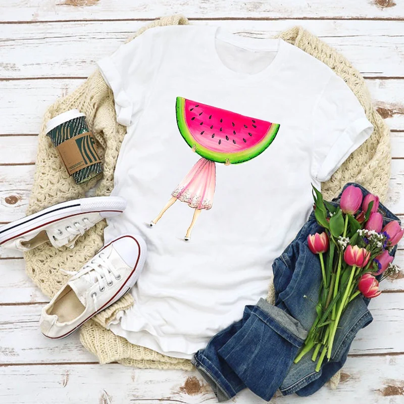 

Women Graphic Beach Tree Vacation Fruit Cartoon Summer T-Shirt Shirt Tops Lady Clothes Womens Clothing Tee Female T Shirt