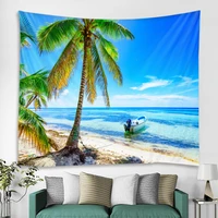 beautiful seaside coconut tree landscape background decoration tapestry curtain wall covering nordic style bohemian hippie wall