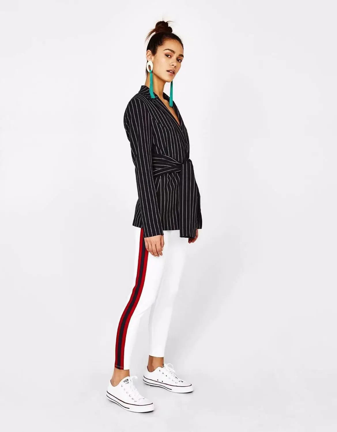 JRHYME Белый Полосатый Черный Повседневный Женский блейзер с вырезом куртки