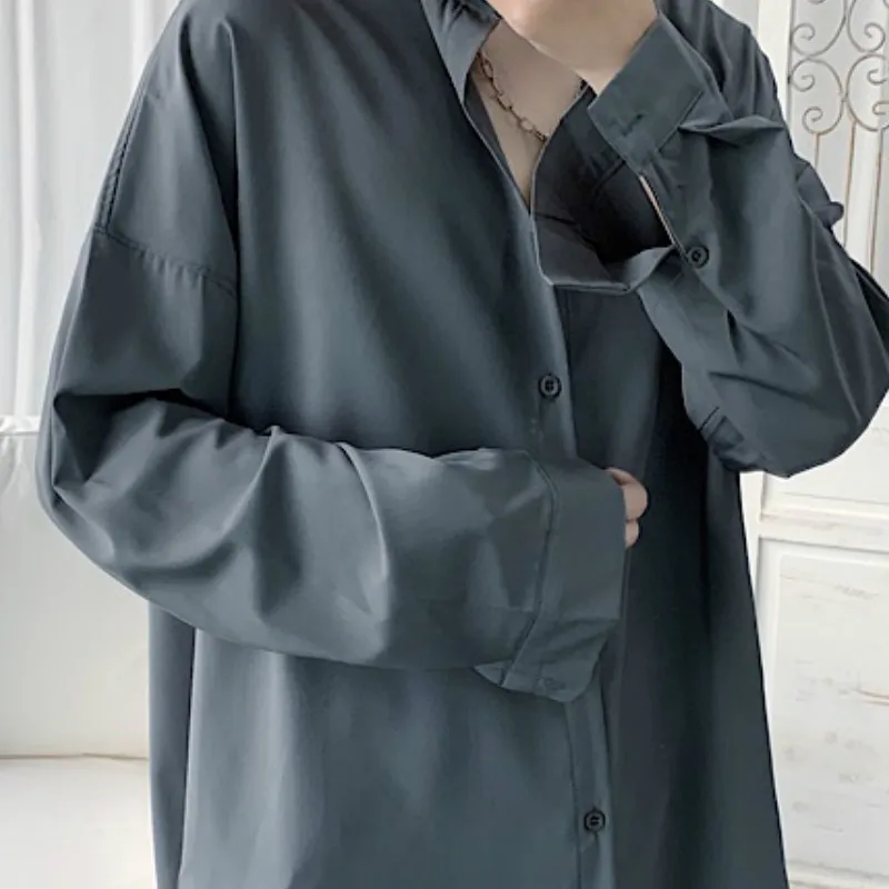 

Men Shirts Solid White Simple Spring Loose All-match Man Clothing Male Daily Basic Casual Korean Style Ulzzang Trendy Students