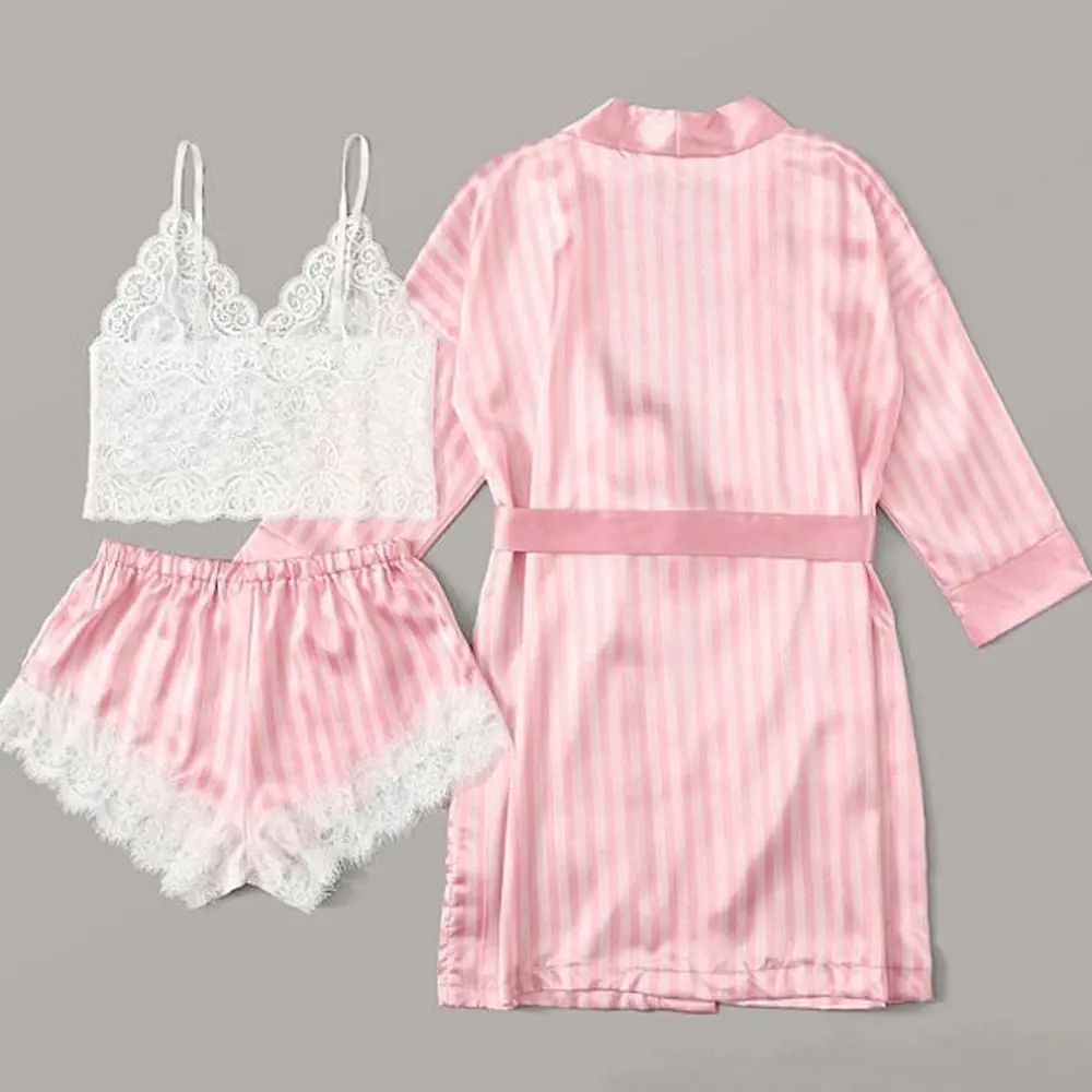 Пижама женская кружевная с длинным рукавом комплект из 2 предметов | Женская