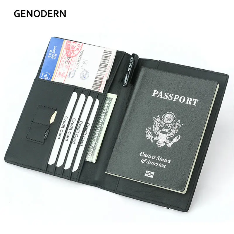 Carbon Fiber Microfiber RFID Passport Cover Leather 1