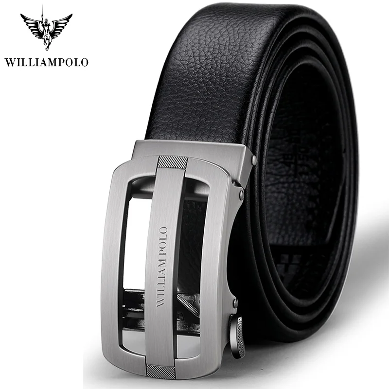 WILLIAMPOLO men belt cow luxury strap automatic buckle trend wild  genuine leather High Quality Men's leather belt 2019 new hot
