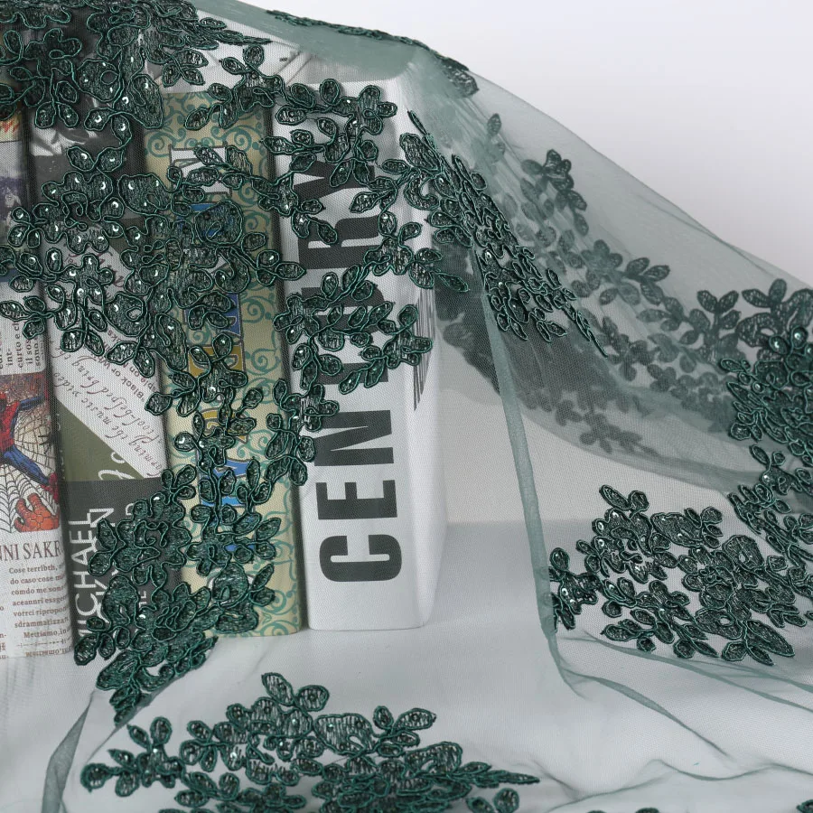 5 ярдов трехмерная расшитая блестками ткань пятно три в одном сетчатая вышивка из