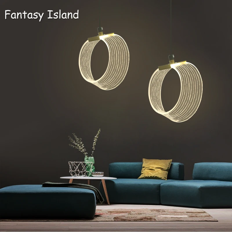 Акриловый светодиодный подвесной светильник для кухни столовой простой кофейни