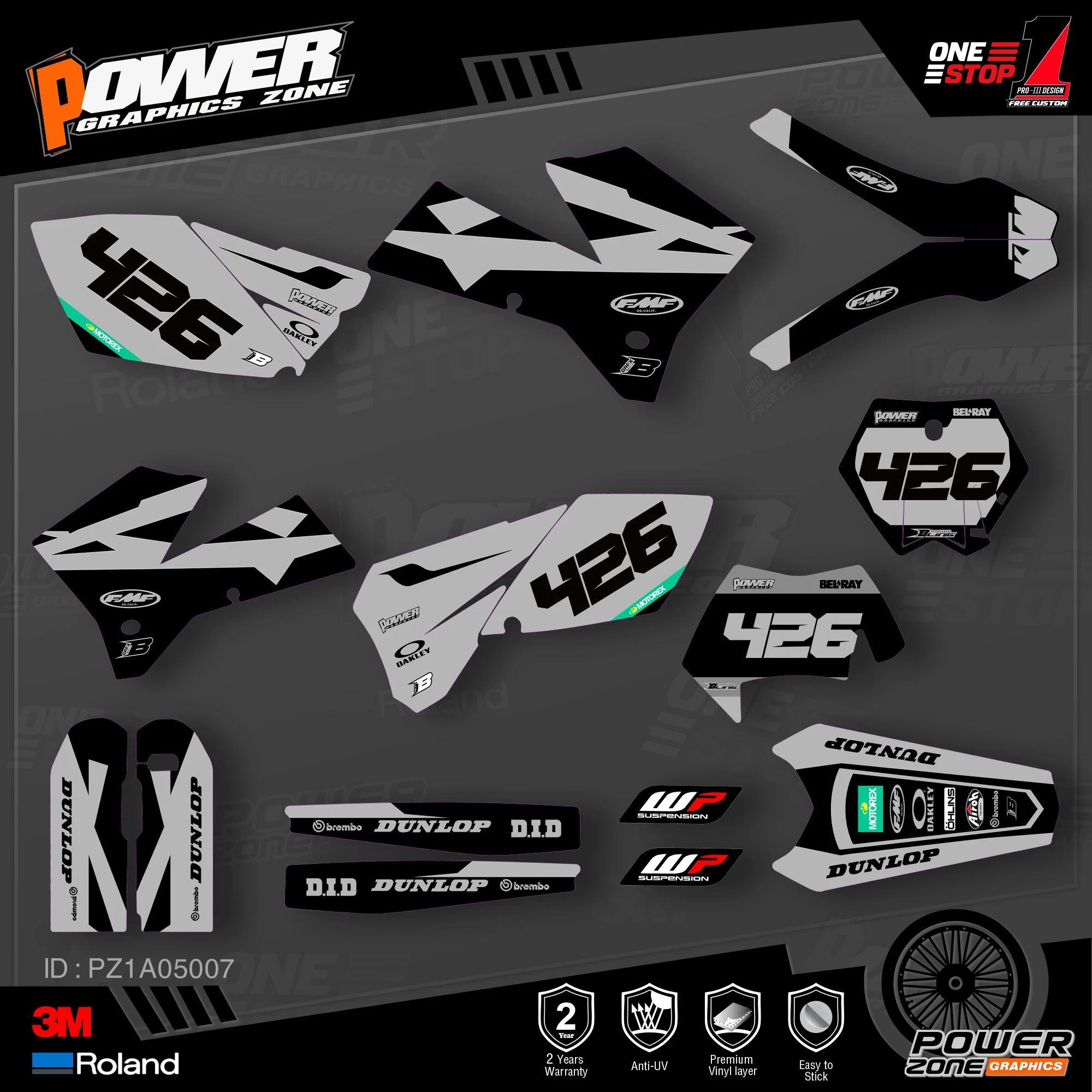 PowerZone Custom Team Graphics Backgrounds Decals 3M Stickers Kit For KTM SX SXF MX 05-06 EXC XCW Enduro 05-07 125 to 500cc 07 | Автомобили