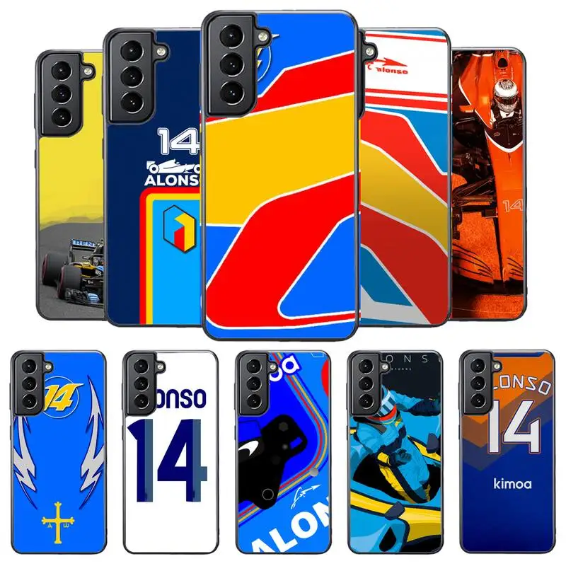 

Fernando Alonso 14 Renault F1 Racing Phone Case for Samsung s4 s5 s6 s7 s8 s9 s10e plus Edge s20 s21 s30 ultra cover PC&TPU