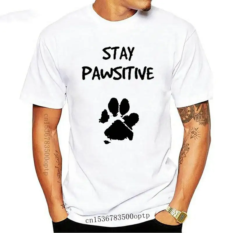 

Новинка 2021, футболка с надписью Stay Pawsitive, летние женские футболки, модная футболка, женские подарки, повседневная женская футболка, хлопкова...