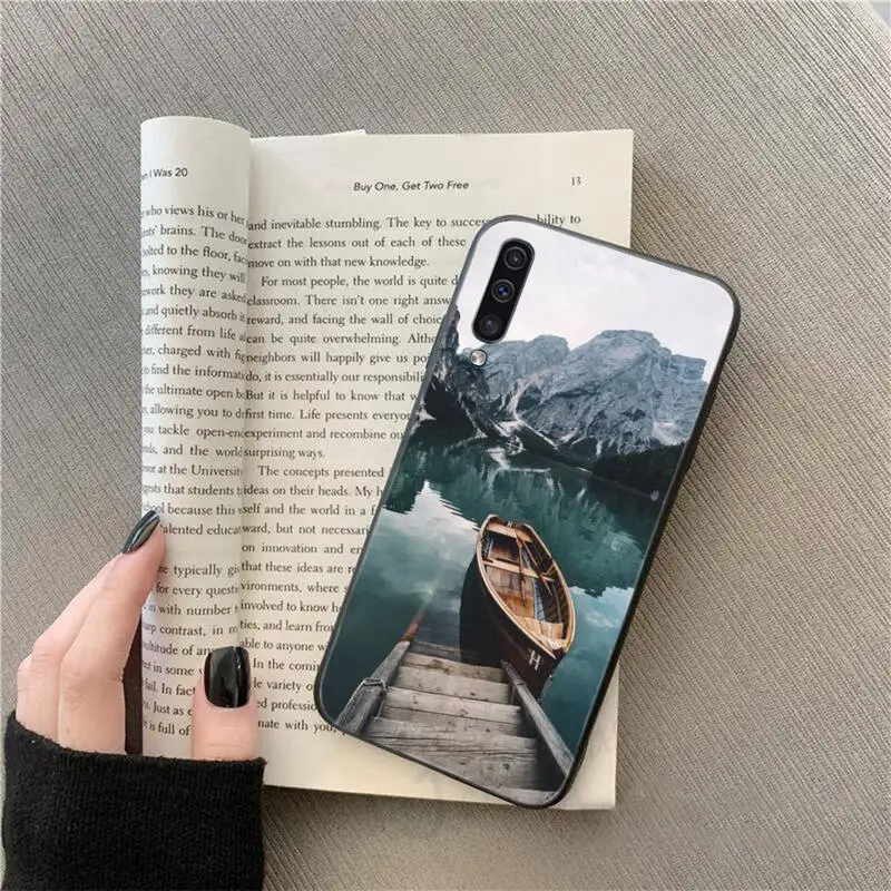 

ferry Wooden boat Beautiful landscape Phone Case For Samsung S6 S7 edge S8 S9 S10 e plus A10 A50 A70 note8 J7 2017