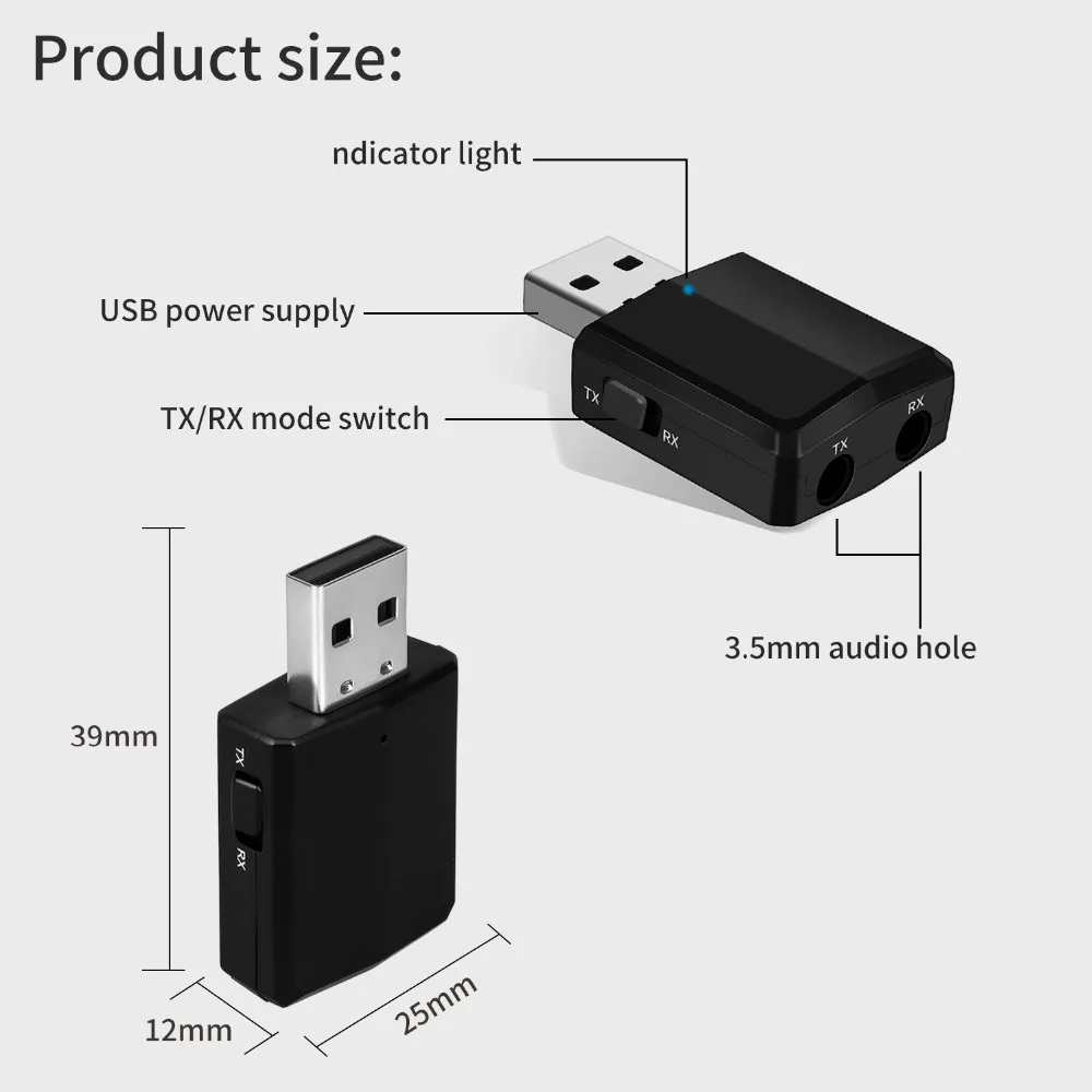 Bluetooth 5 0 аудио приемник передатчик 3 в 1 Мини мм разъем для AUX USB стерео музыка
